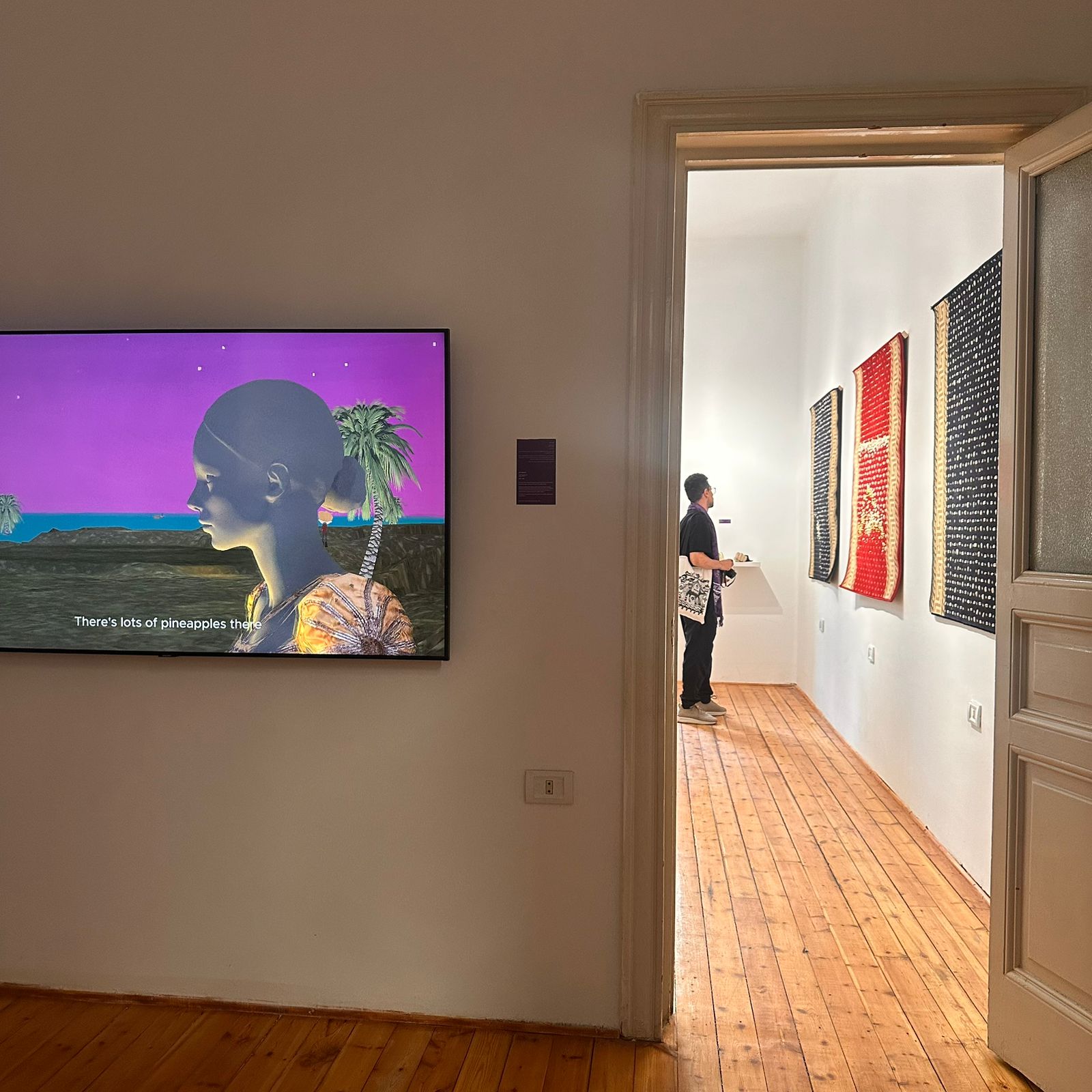 Snapshot from the artist’s first solo exhibition at Mashrabia Gallery for Contemporary Art, Downtown Cairo, May 2026.
